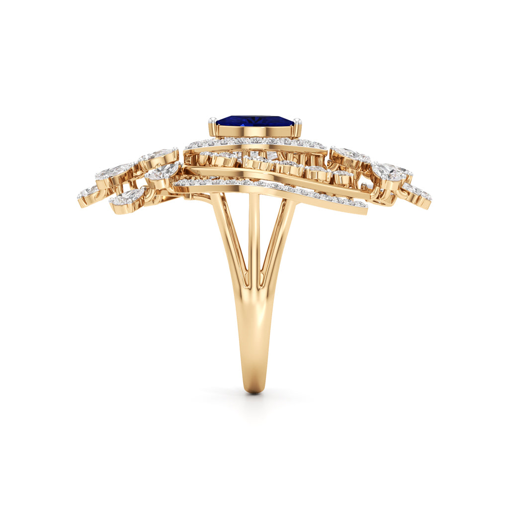 Celestial Dewdrop Sapphire Ring