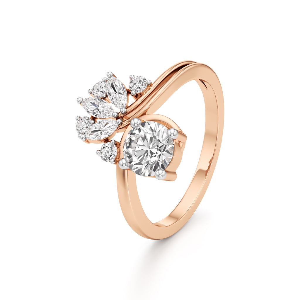 Round Diamond Ring with Marquise Starburst Ring