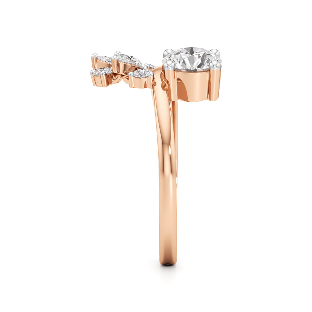 Round Diamond Ring with Marquise Starburst Ring