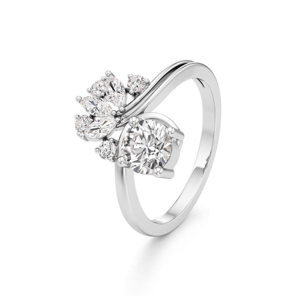 Round Diamond Ring with Marquise Starburst Ring
