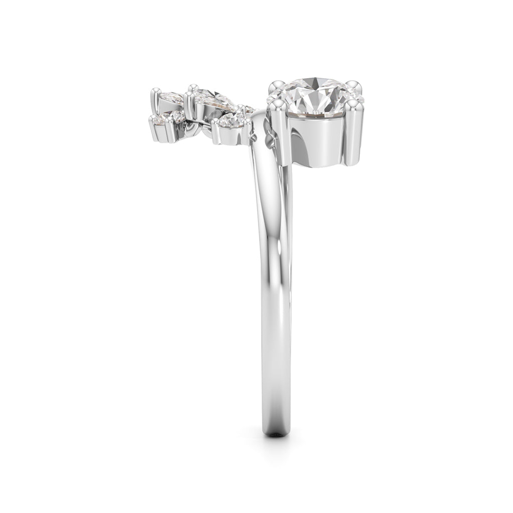 Round Diamond Ring with Marquise Starburst Ring