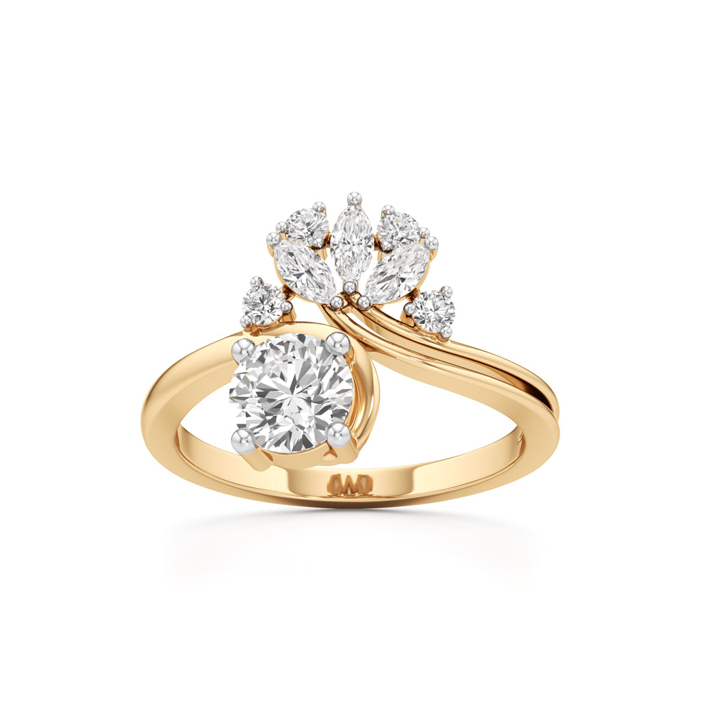 Round Diamond Ring with Marquise Starburst Ring