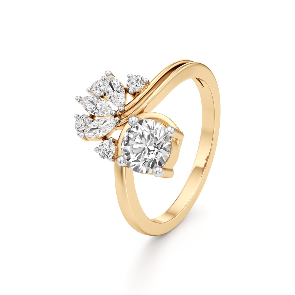 Round Diamond Ring with Marquise Starburst Ring