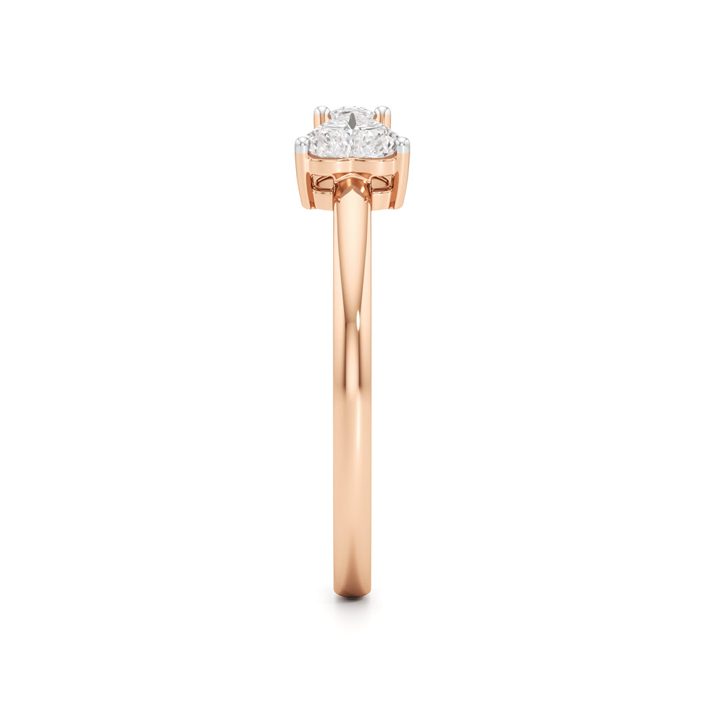 Heart and Pear Diamond Open Ring