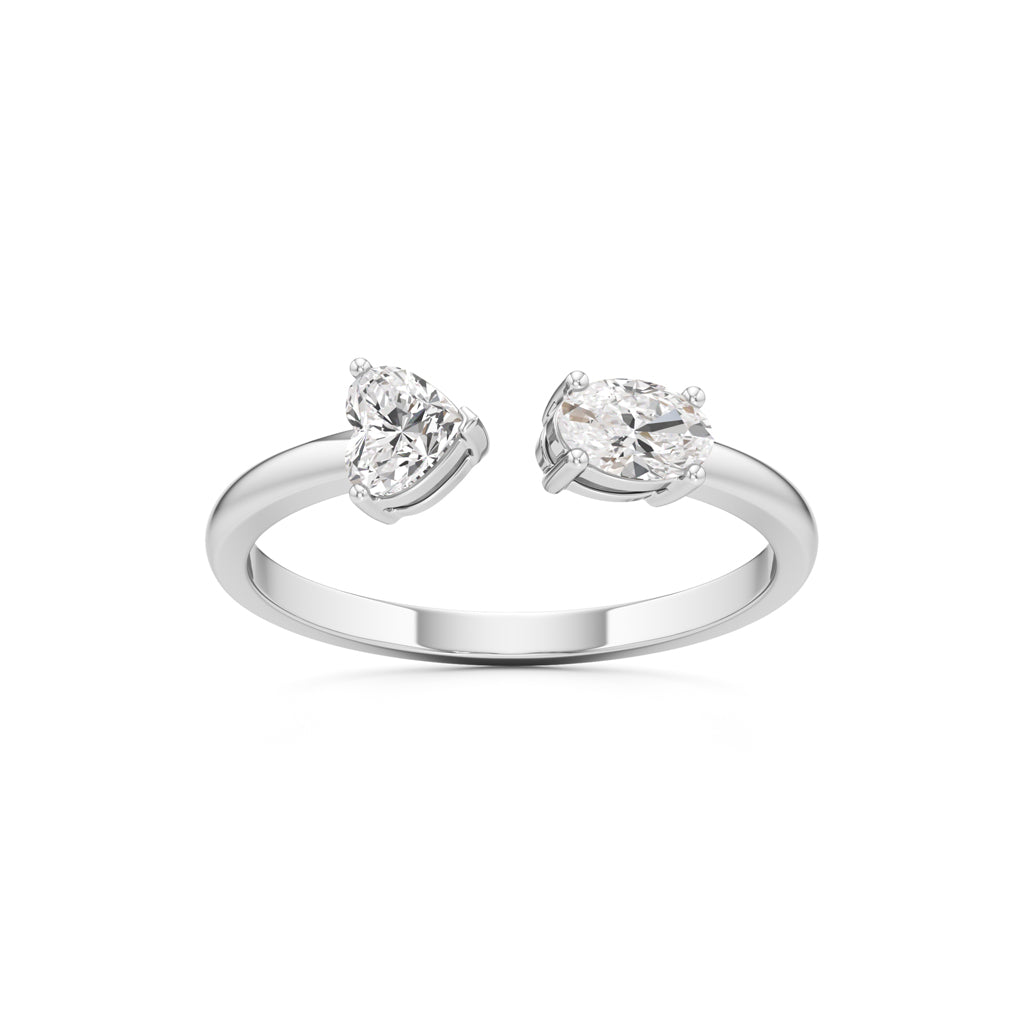 Heart and Pear Diamond Open Ring