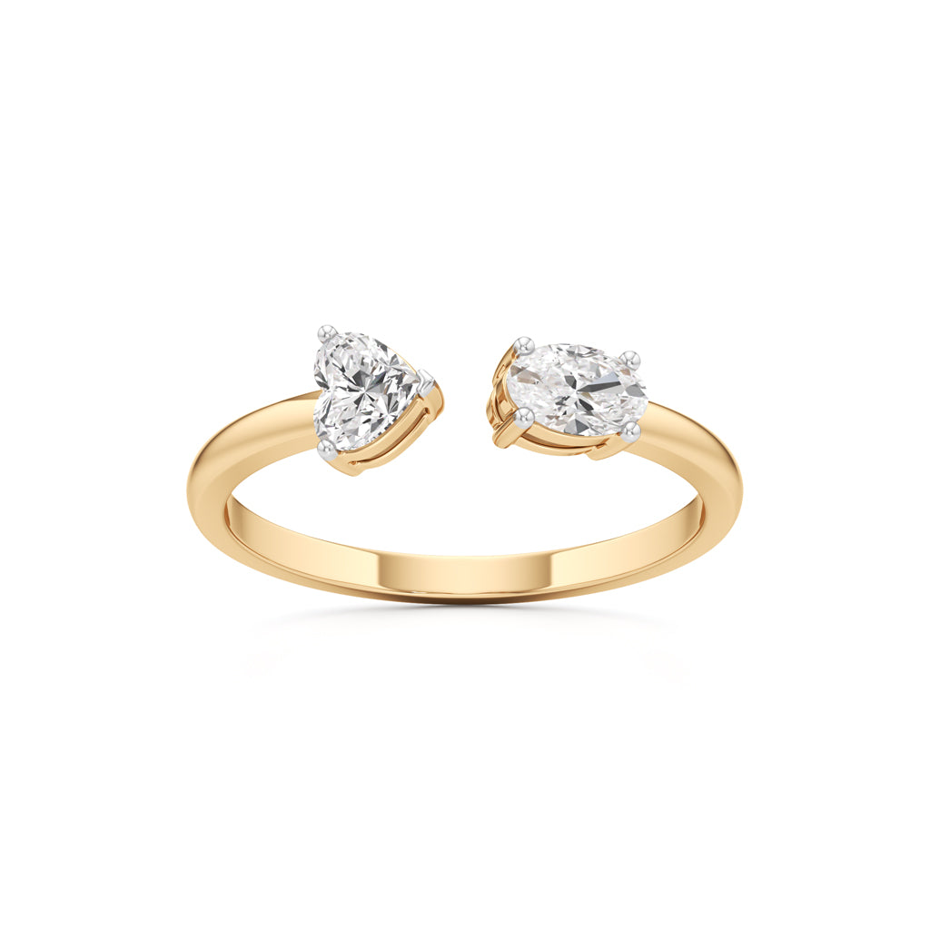 Heart and Pear Diamond Open Ring