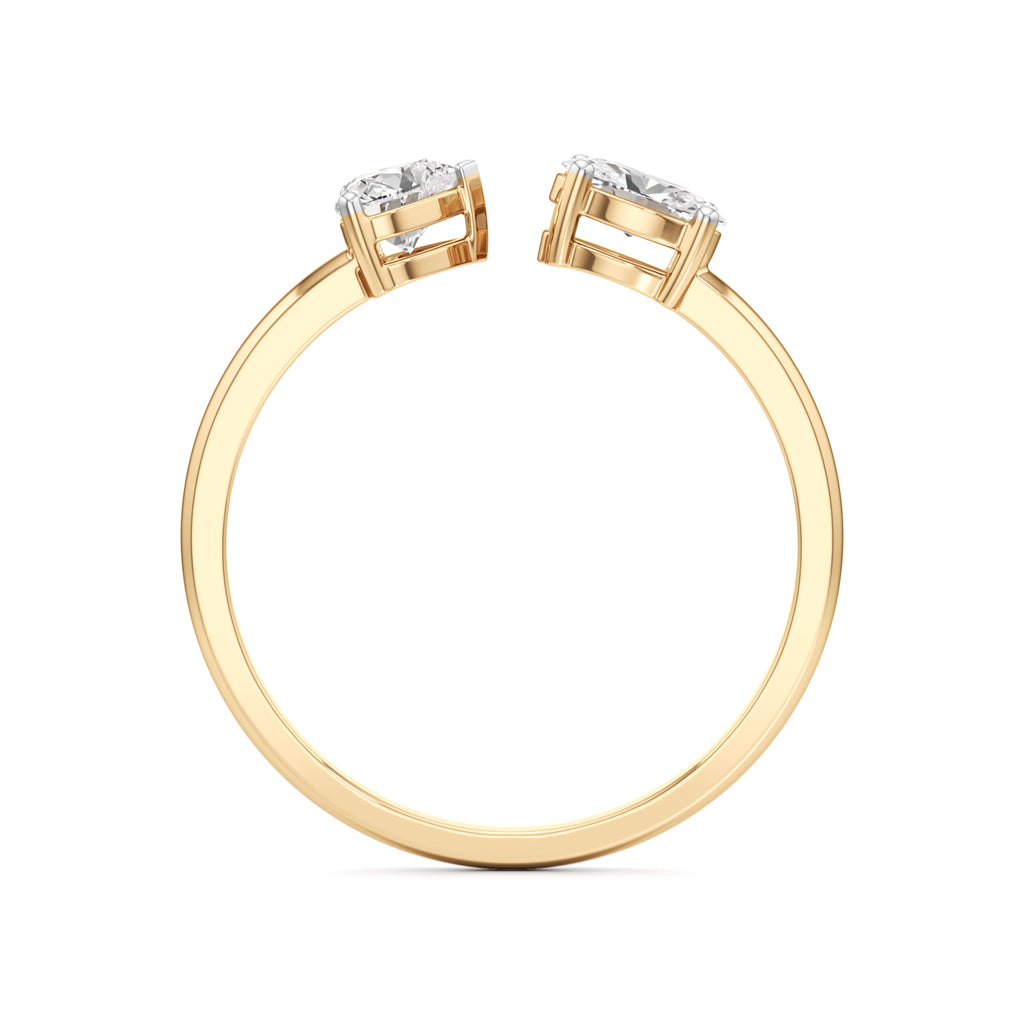 Heart and Pear Diamond Open Ring