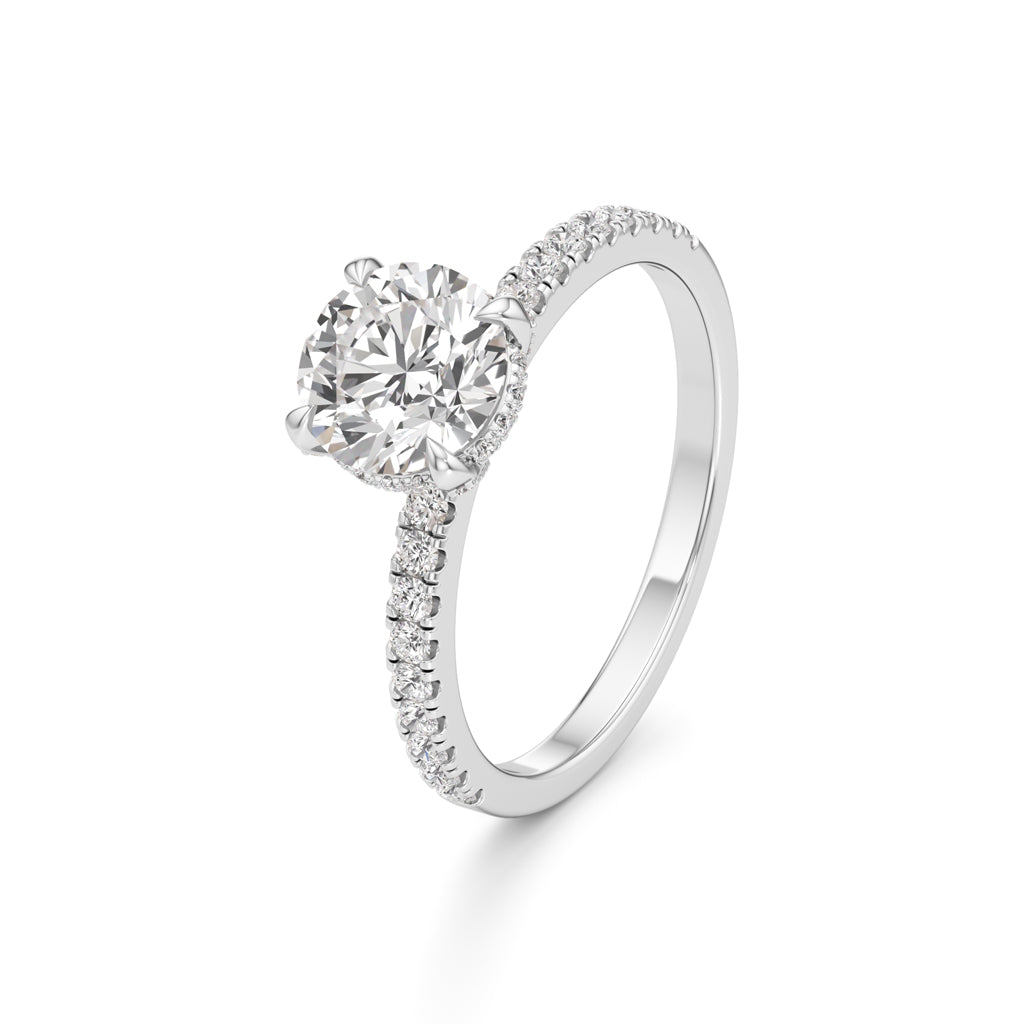 Round Solitaire with Double Encrusted Ring