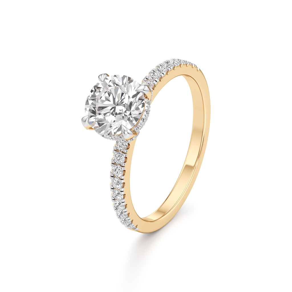 Round Solitaire with Double Encrusted Ring