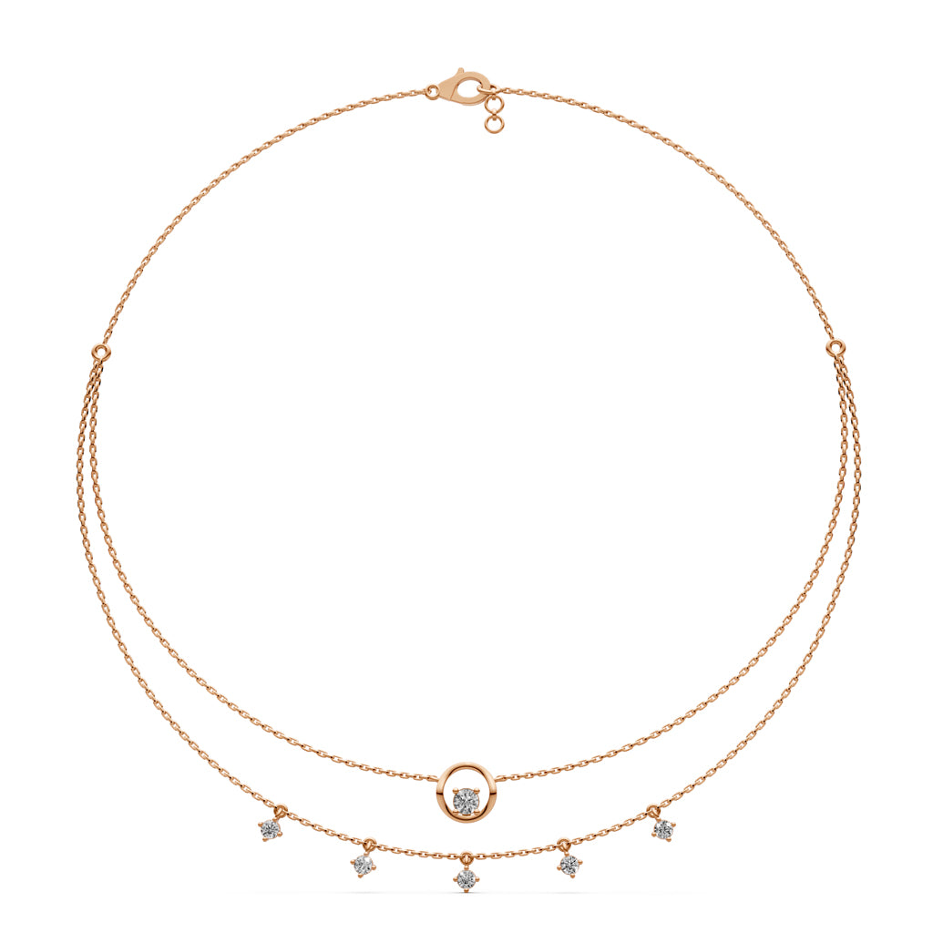 Layered Diamond Necklace with Ring Motif