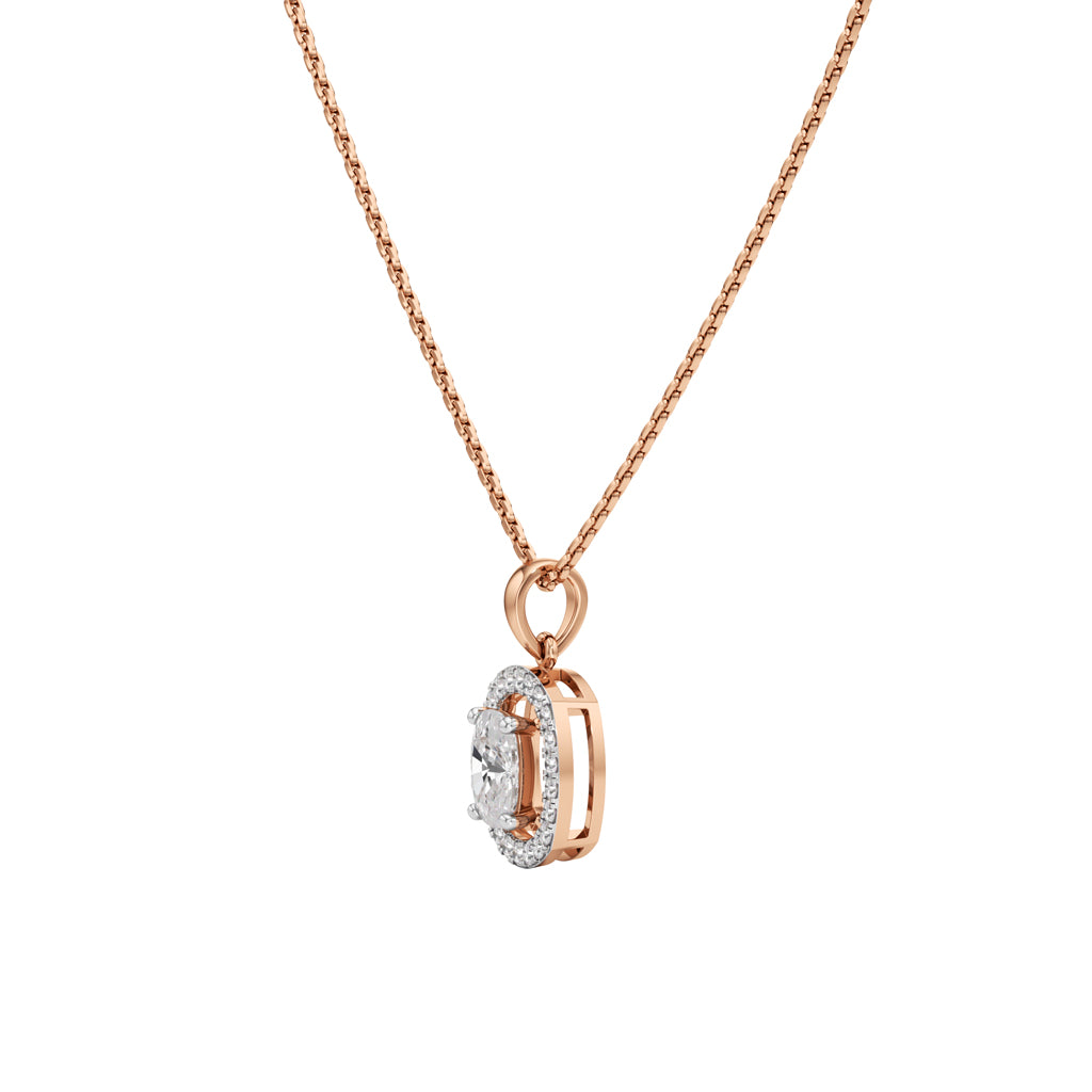 Helio 1Ct Four Prong Cushion Cut Halo Pendant