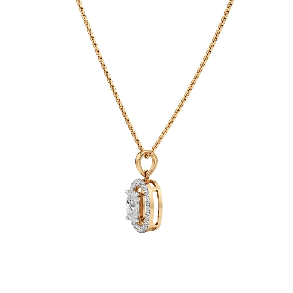 Helio 1Ct Four Prong Cushion Cut Halo Pendant