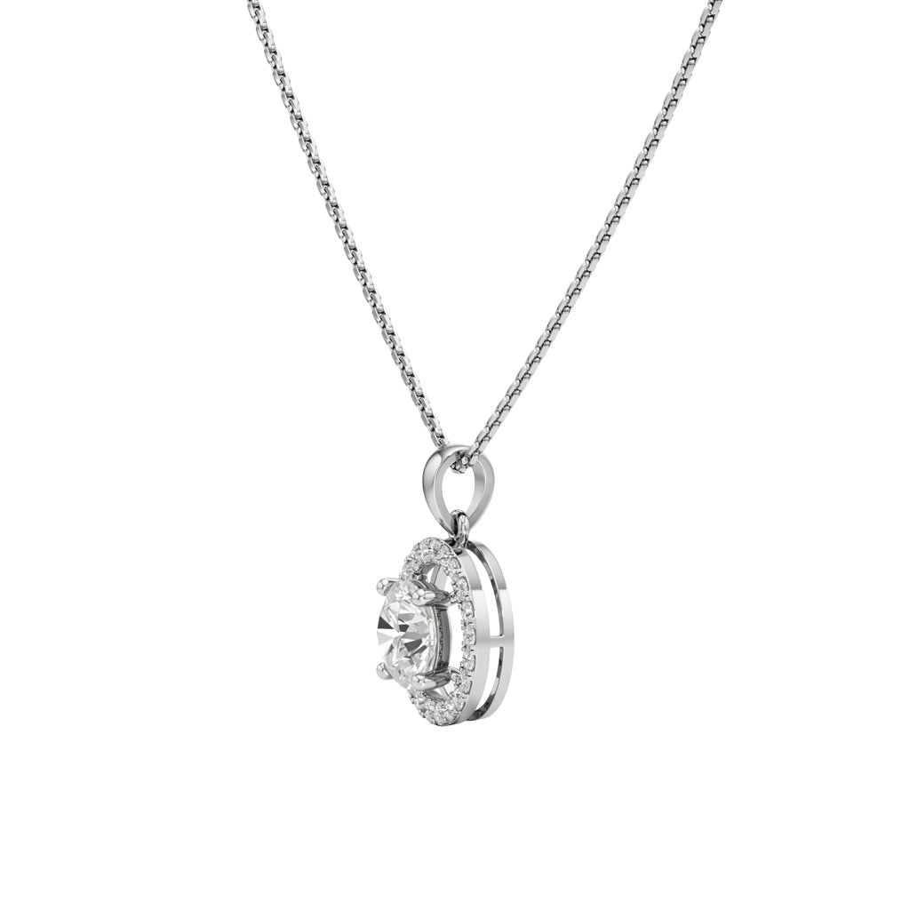 Wistara 1.75Ct Four Prong Round Cut Halo Pendant