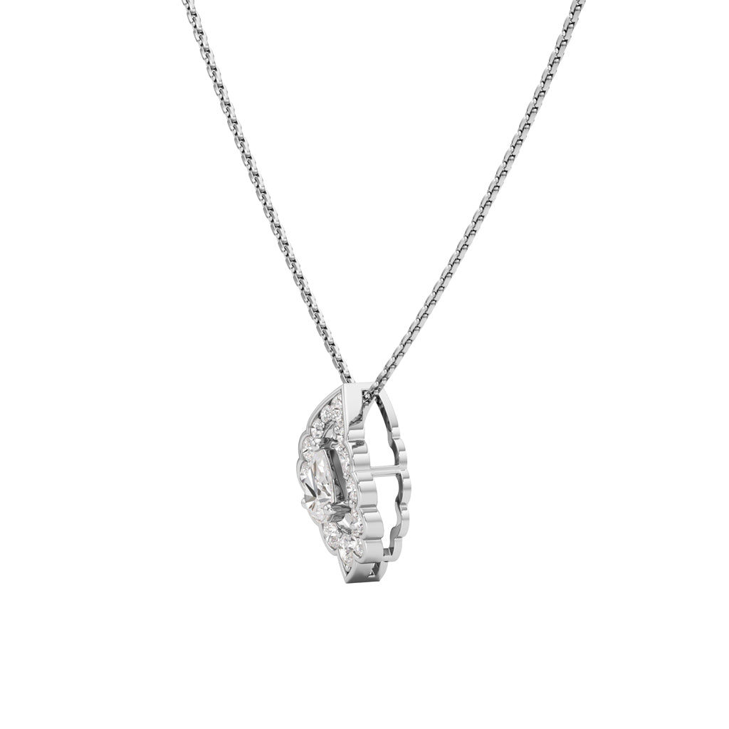 Revere 1Ct Pear Cut Ornate Halo Pendant