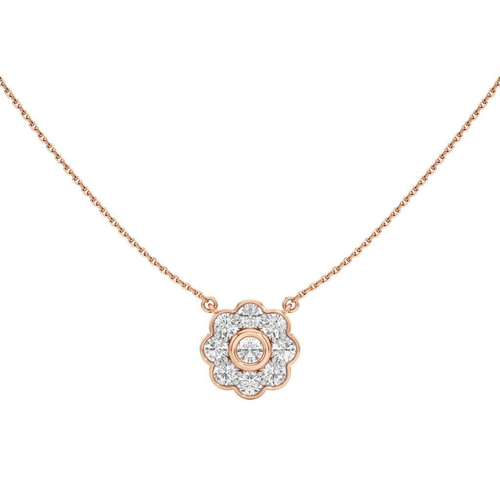 Haloia 0.75Ct Floral Round Cut Halo Pendant