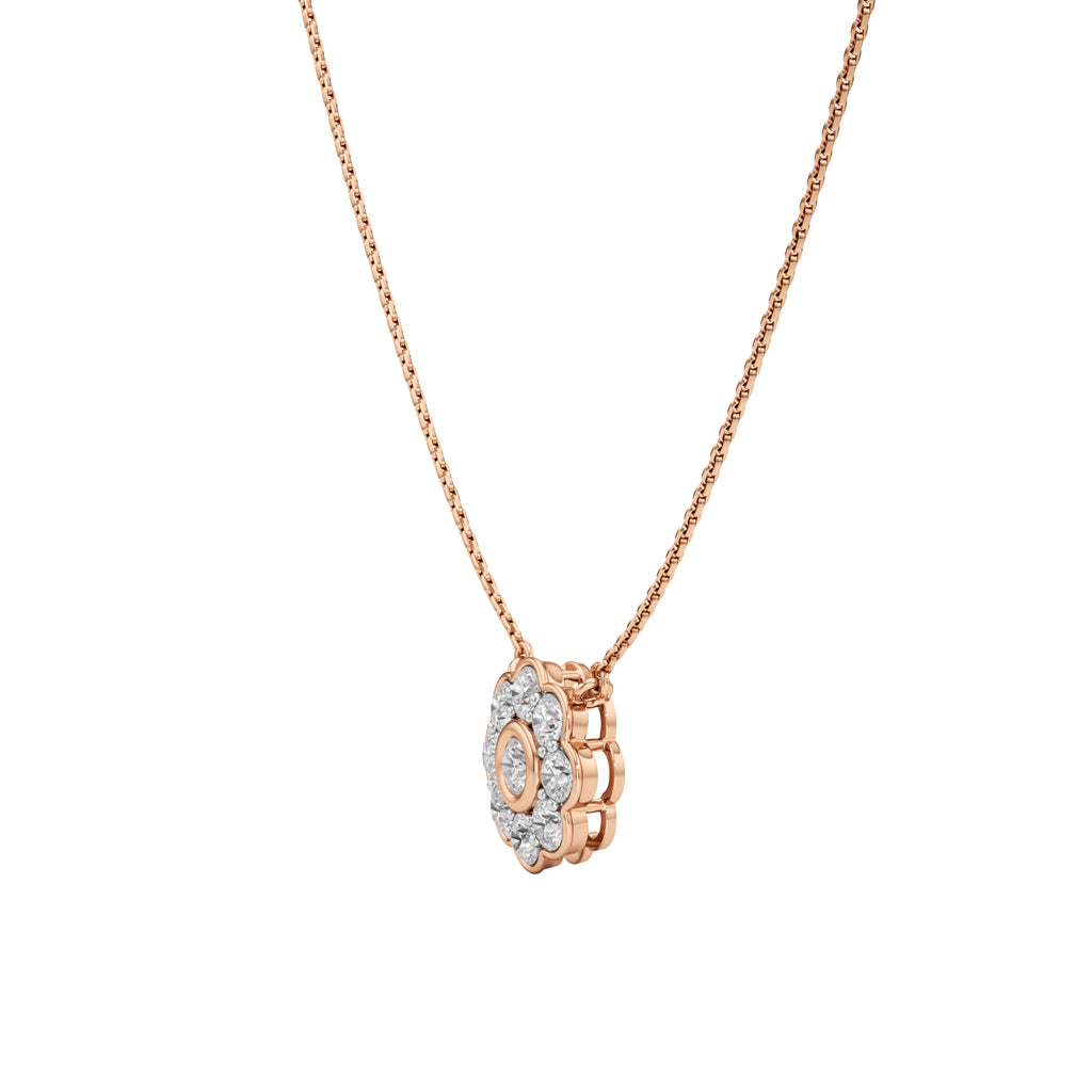 Haloia 0.75Ct Floral Round Cut Halo Pendant