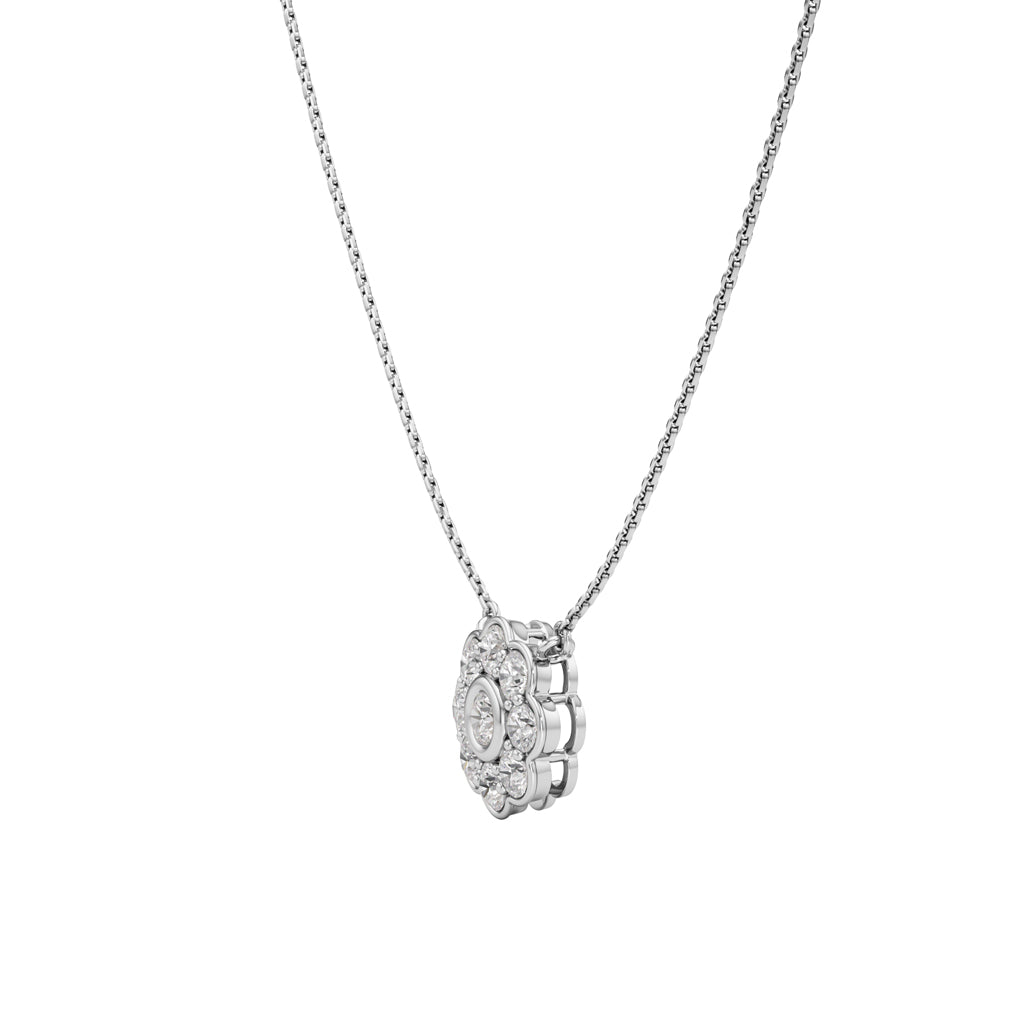 Haloia 0.75Ct Floral Round Cut Halo Pendant