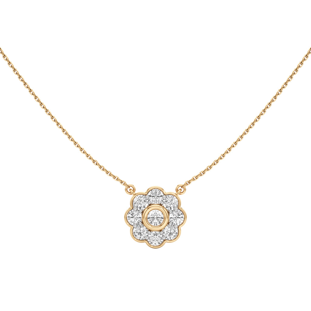 Haloia 0.75Ct Floral Round Cut Halo Pendant