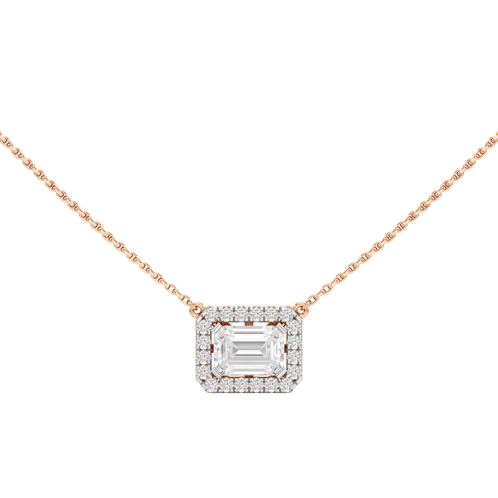 Ambrosia Emerald Cut Halo Pendant