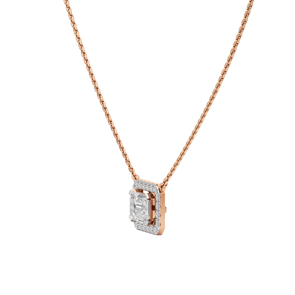 Ambrosia Emerald Cut Halo Pendant
