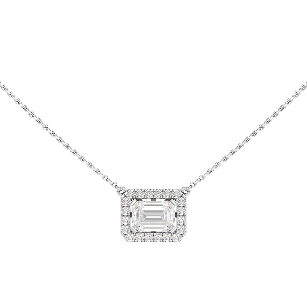 Ambrosia Emerald Cut Halo Pendant
