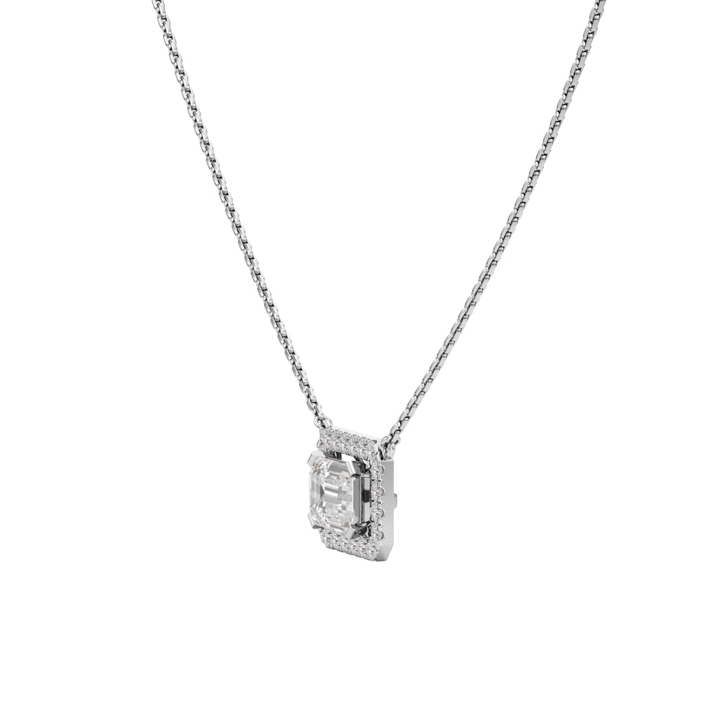 Ambrosia Emerald Cut Halo Pendant