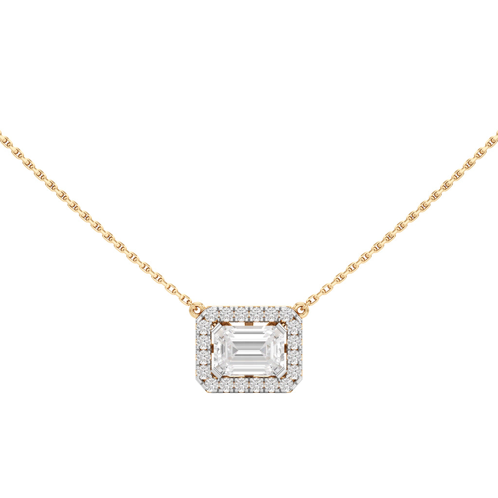Ambrosia Emerald Cut Halo Pendant