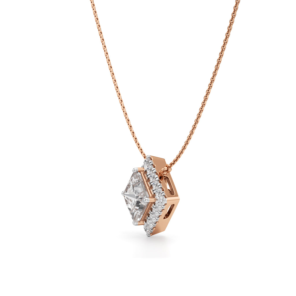 Isla 3Ct Princess Cut Halo Pendant