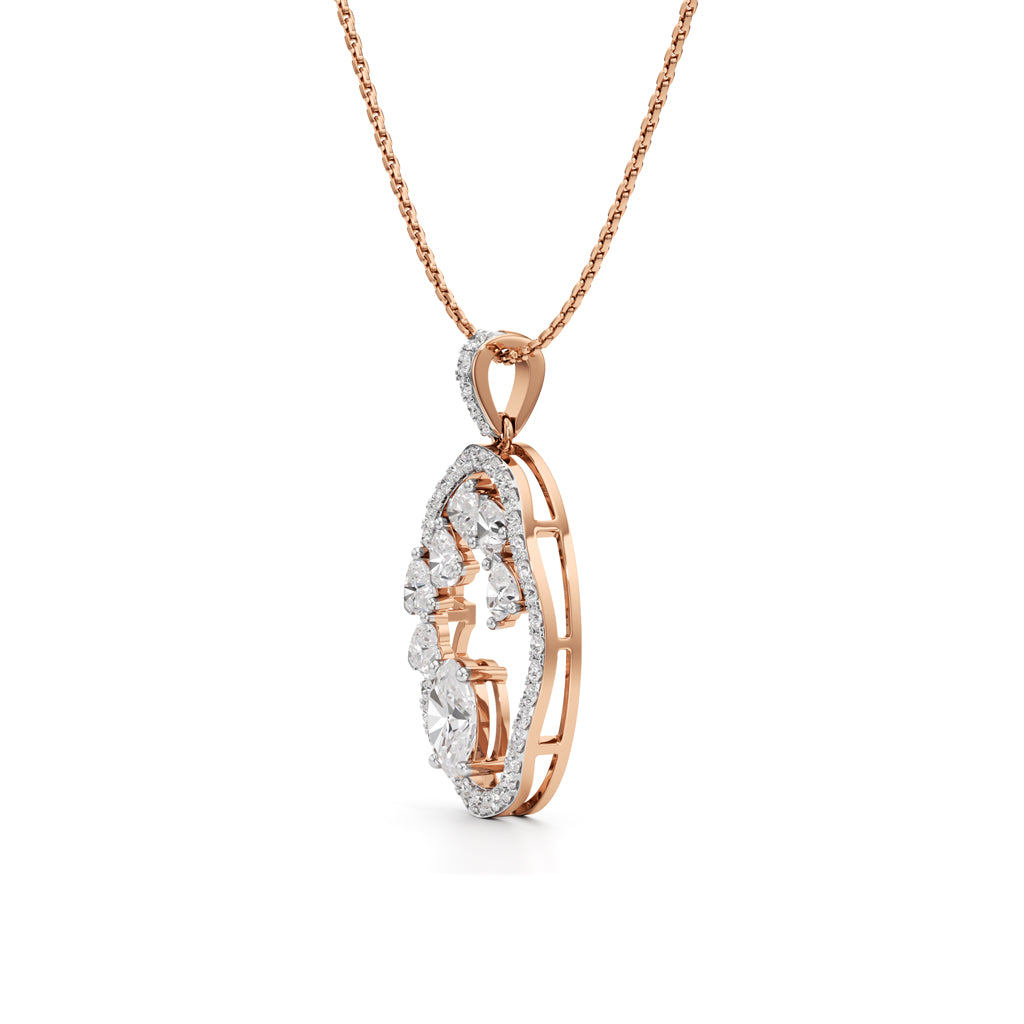 Celestia Oval Halo Pendant Necklace