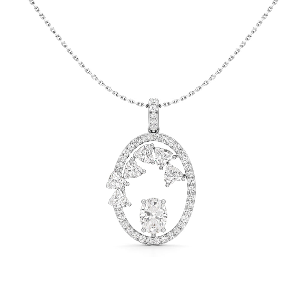 Celestia Oval Halo Pendant Necklace