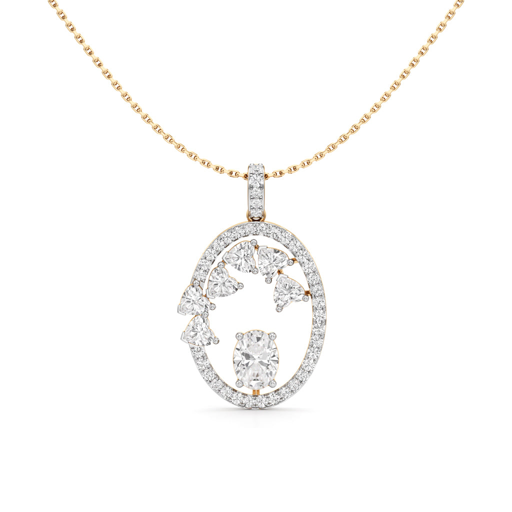 Celestia Oval Halo Pendant Necklace