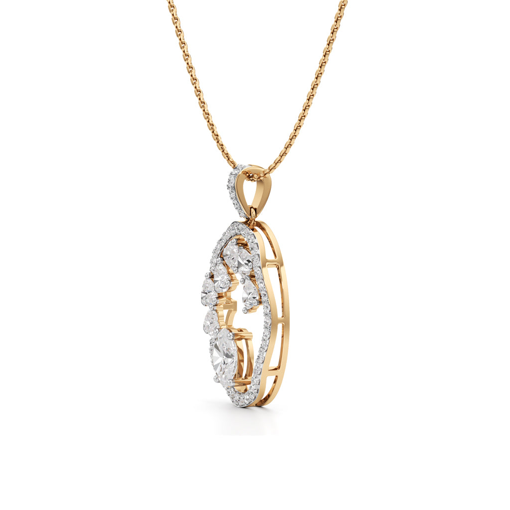 Celestia Oval Halo Pendant Necklace