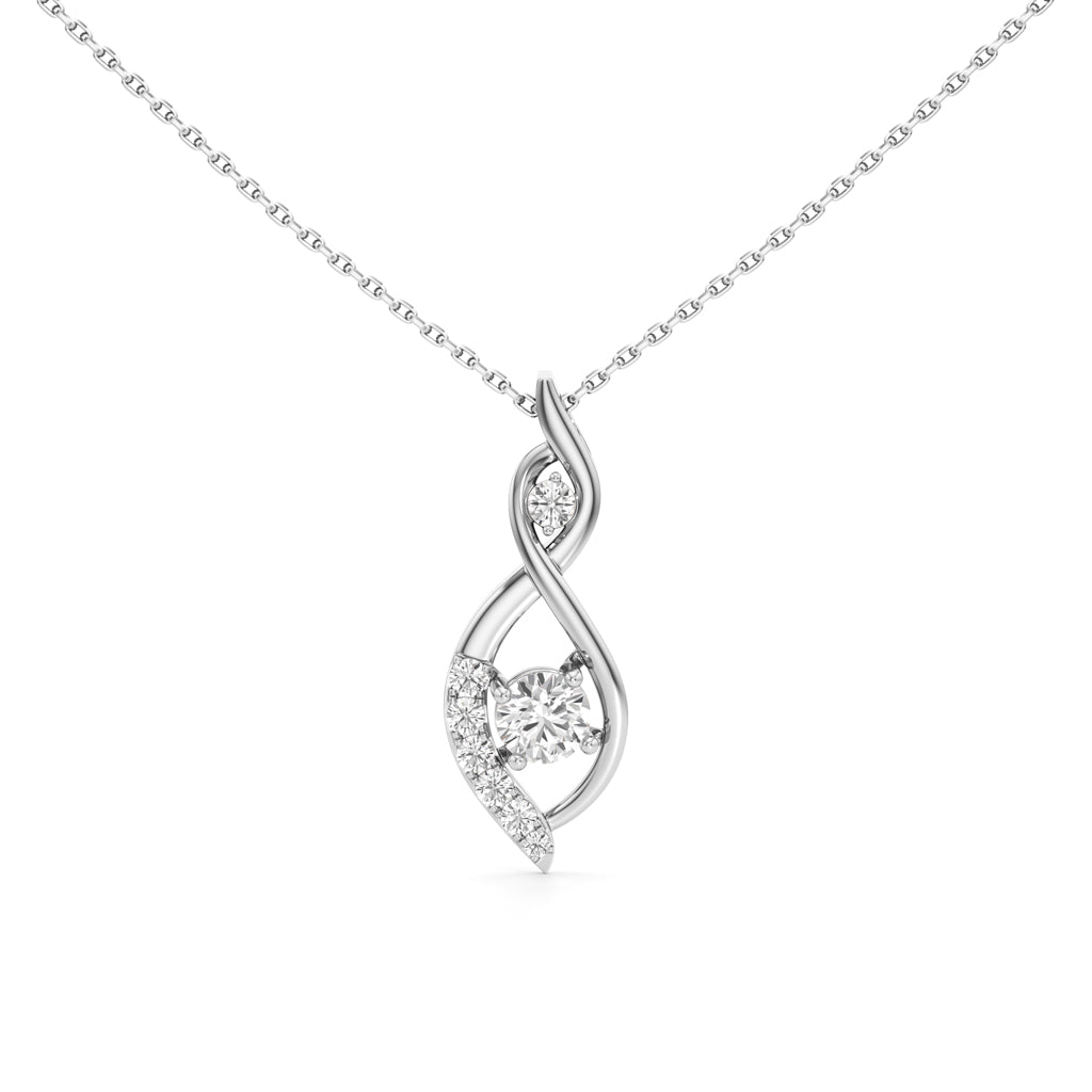 Celestia Curve Diamond Pendant Necklace