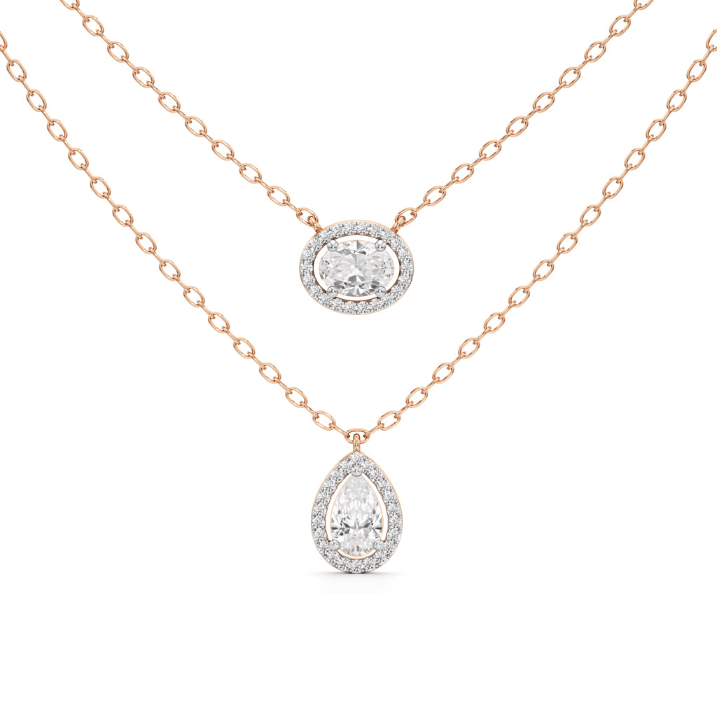 Regalia Dual Halo Diamond Necklace Set
