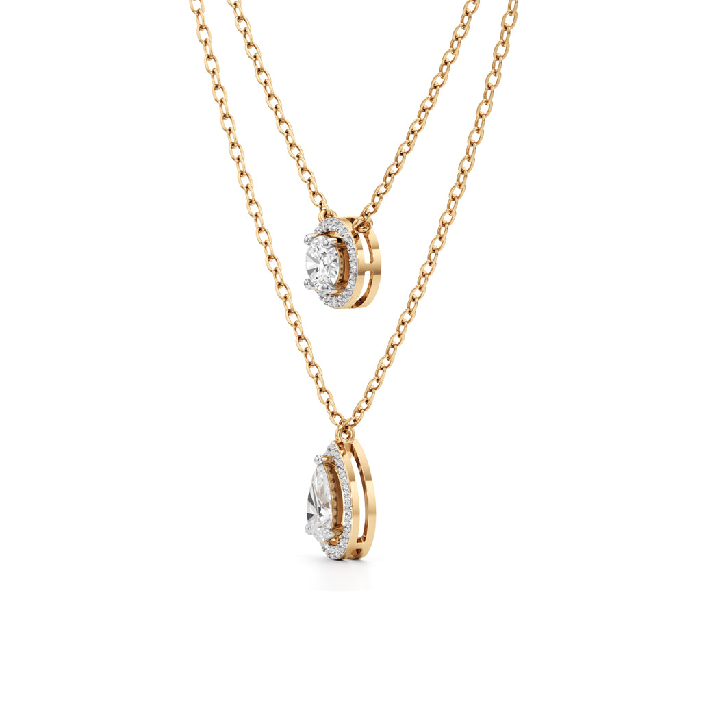 Regalia Dual Halo Diamond Necklace Set