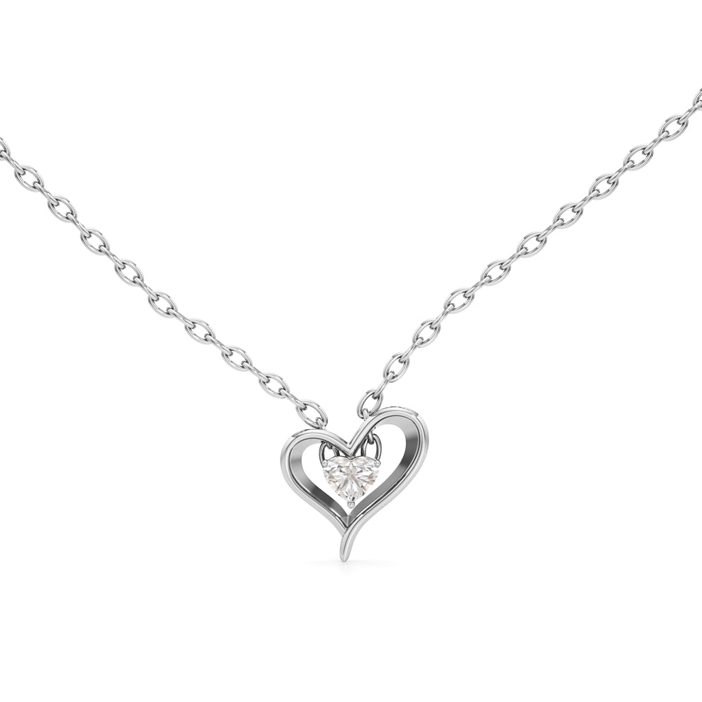 Amora Heart Solitaire Diamond Pendant