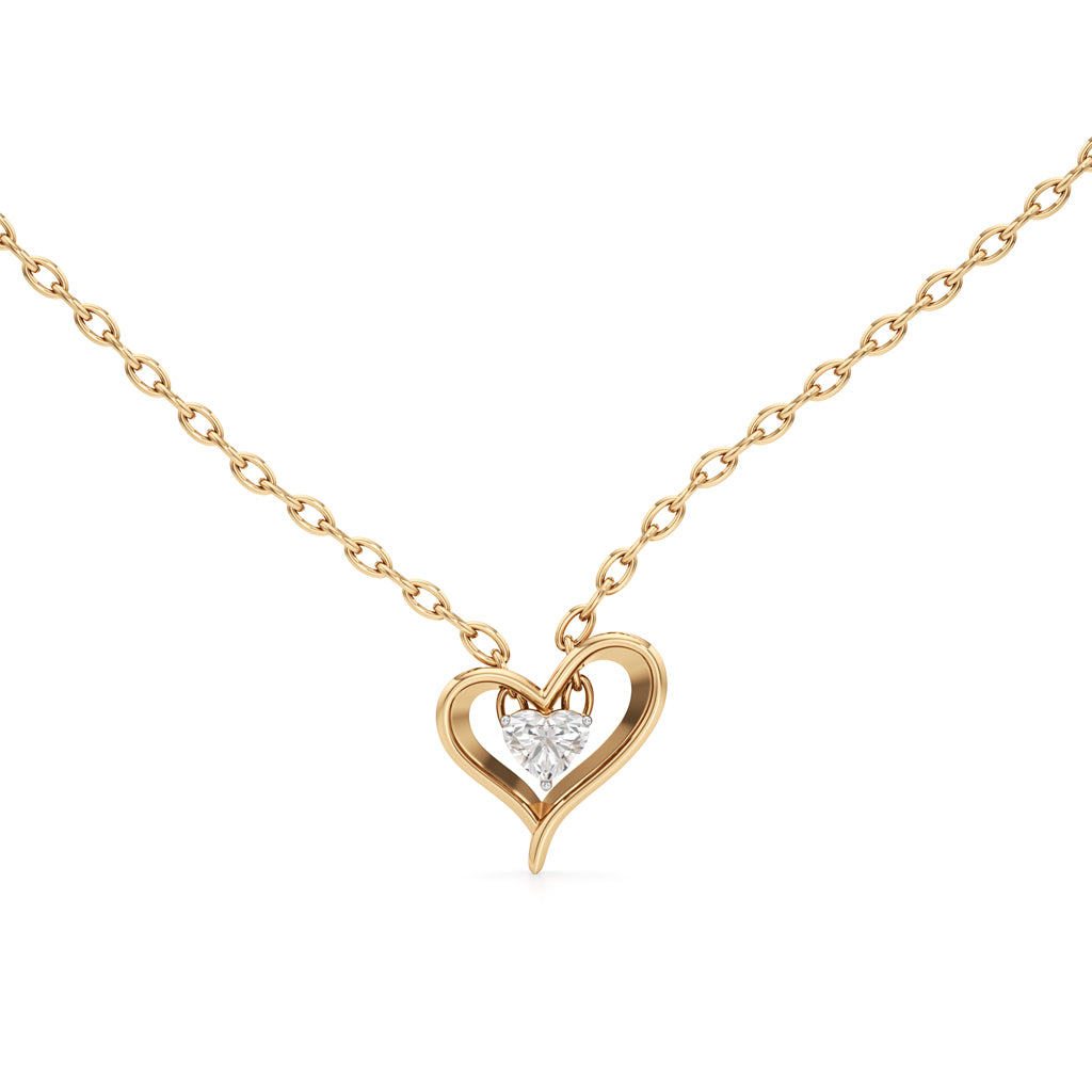 Amora Heart Solitaire Diamond Pendant