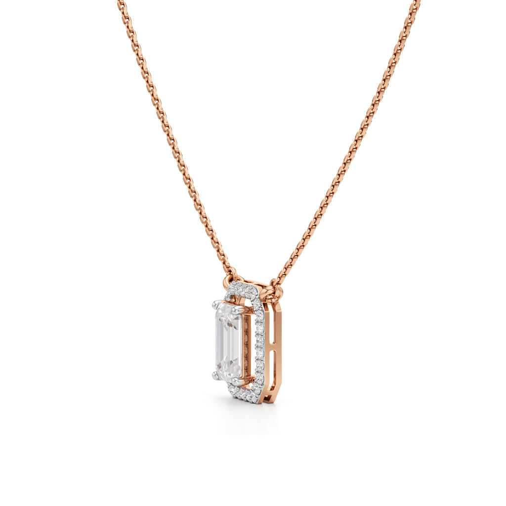 Regalia Emerald-Cut Halo Pendant Necklace