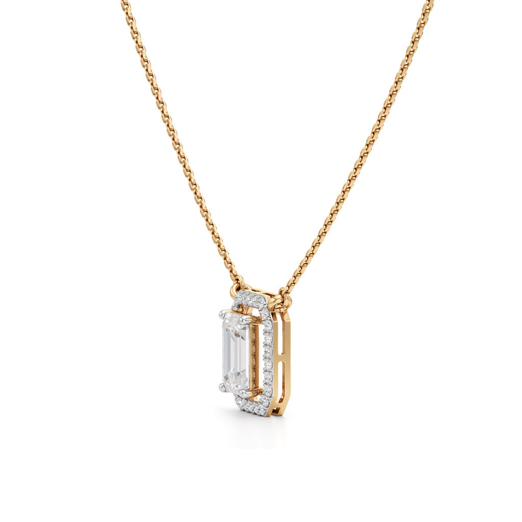 Regalia Emerald-Cut Halo Pendant Necklace