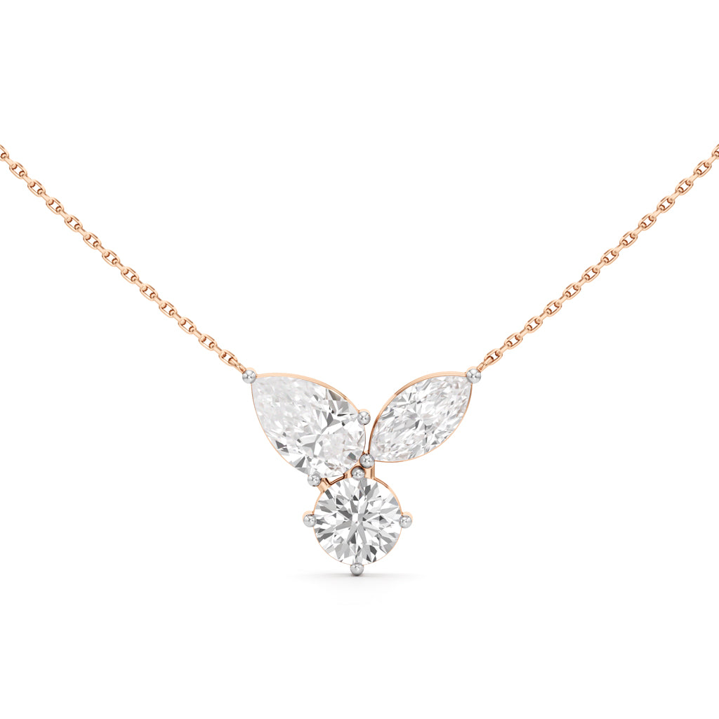 Celestia Tri-Stone Diamond Pendant Necklace