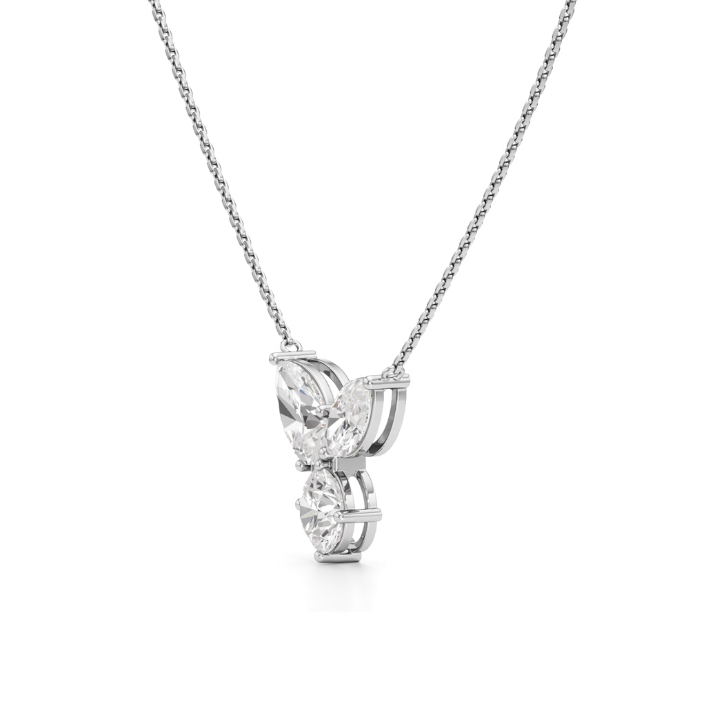 Celestia Tri-Stone Diamond Pendant Necklace