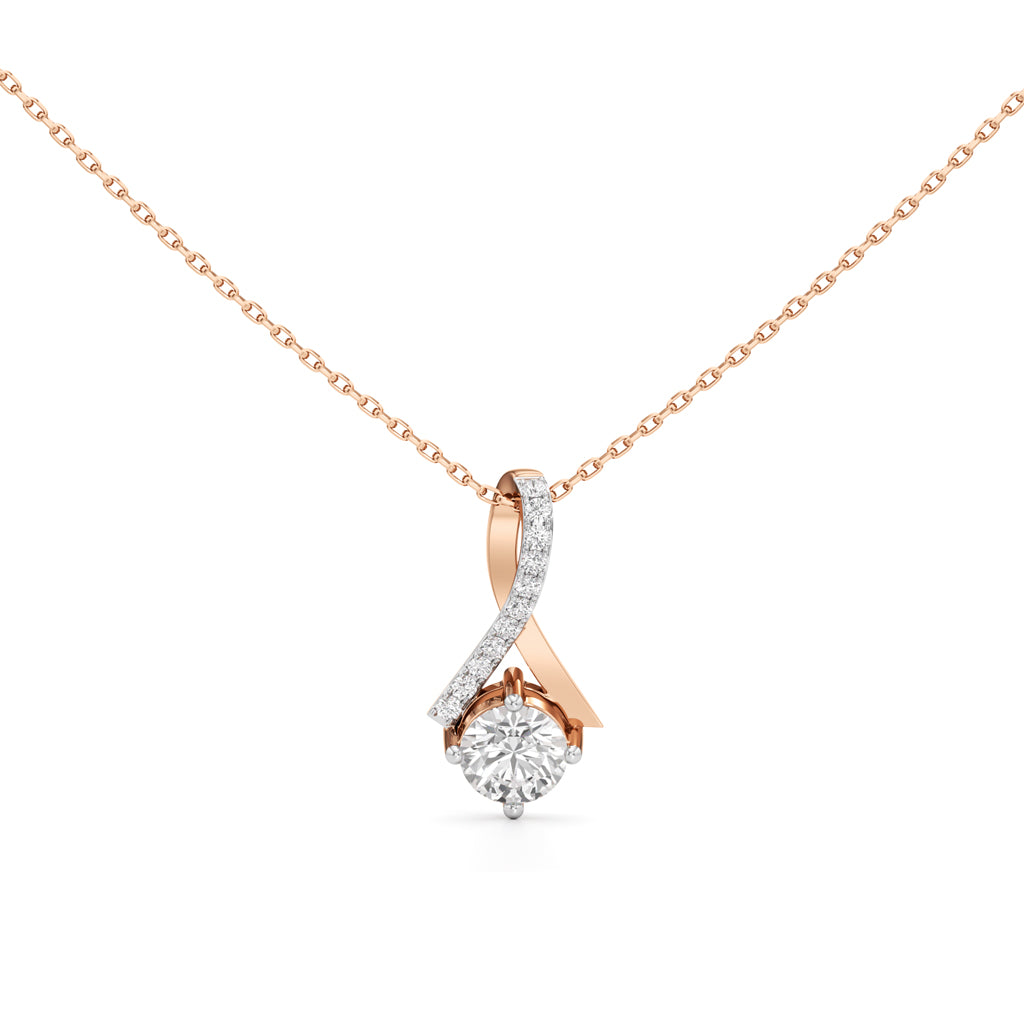 Eterna Solitaire Curve Pendant Necklace