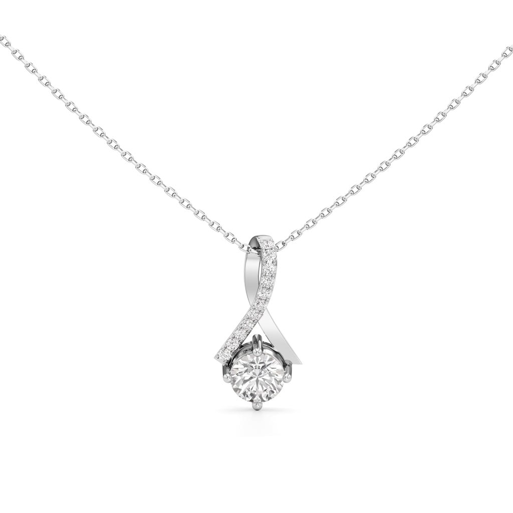 Eterna Solitaire Curve Pendant Necklace
