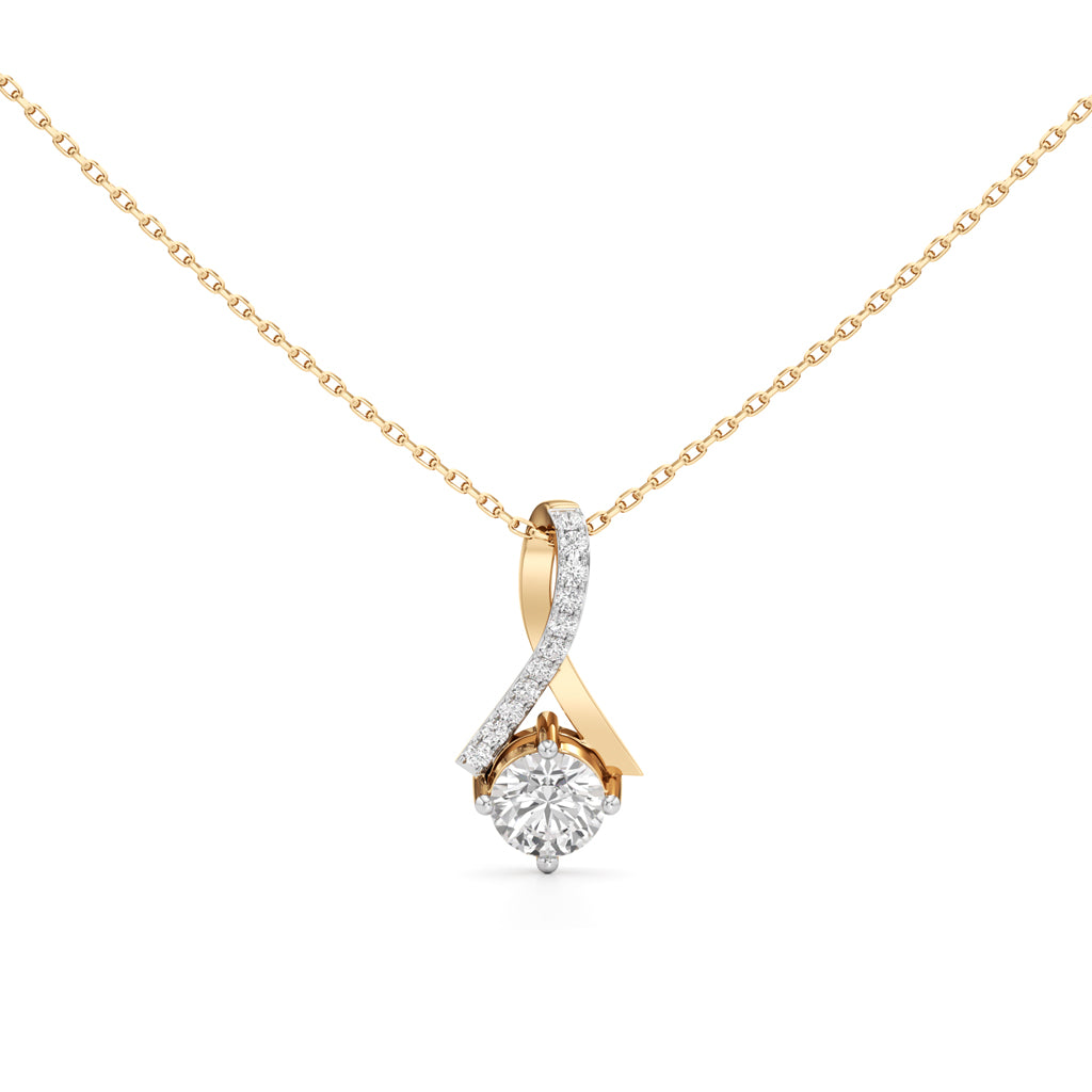 Eterna Solitaire Curve Pendant Necklace