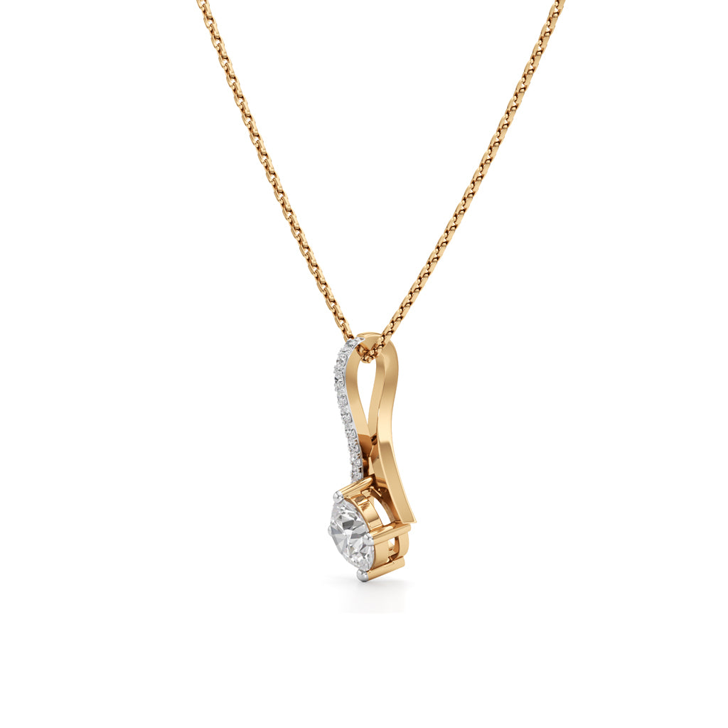Eterna Solitaire Curve Pendant Necklace