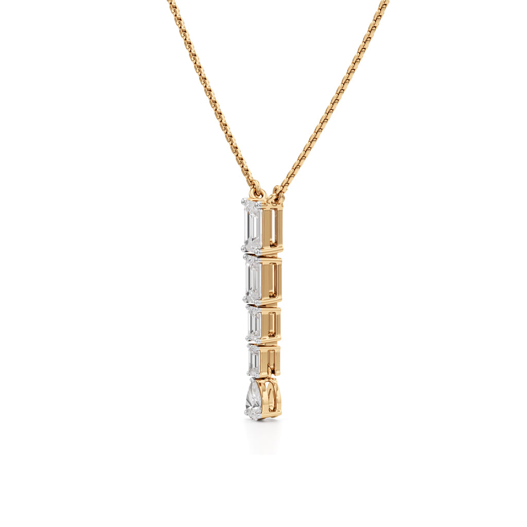 Celestia Vertical Diamond Bar Pendant Necklace
