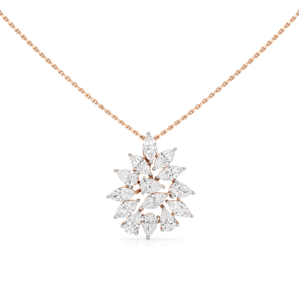 Celestara Marquise & Pear-Cut Diamond Cluster Pendant Necklace