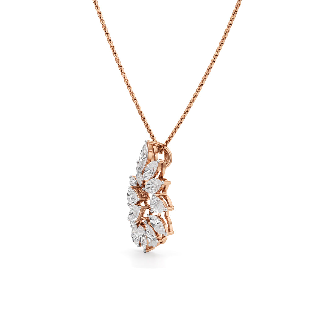 Celestara Marquise & Pear-Cut Diamond Cluster Pendant Necklace
