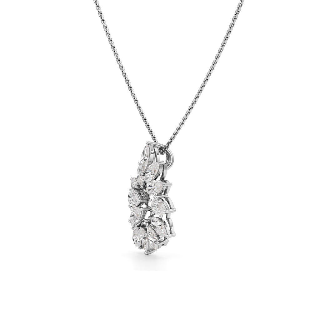 Celestara Marquise & Pear-Cut Diamond Cluster Pendant Necklace