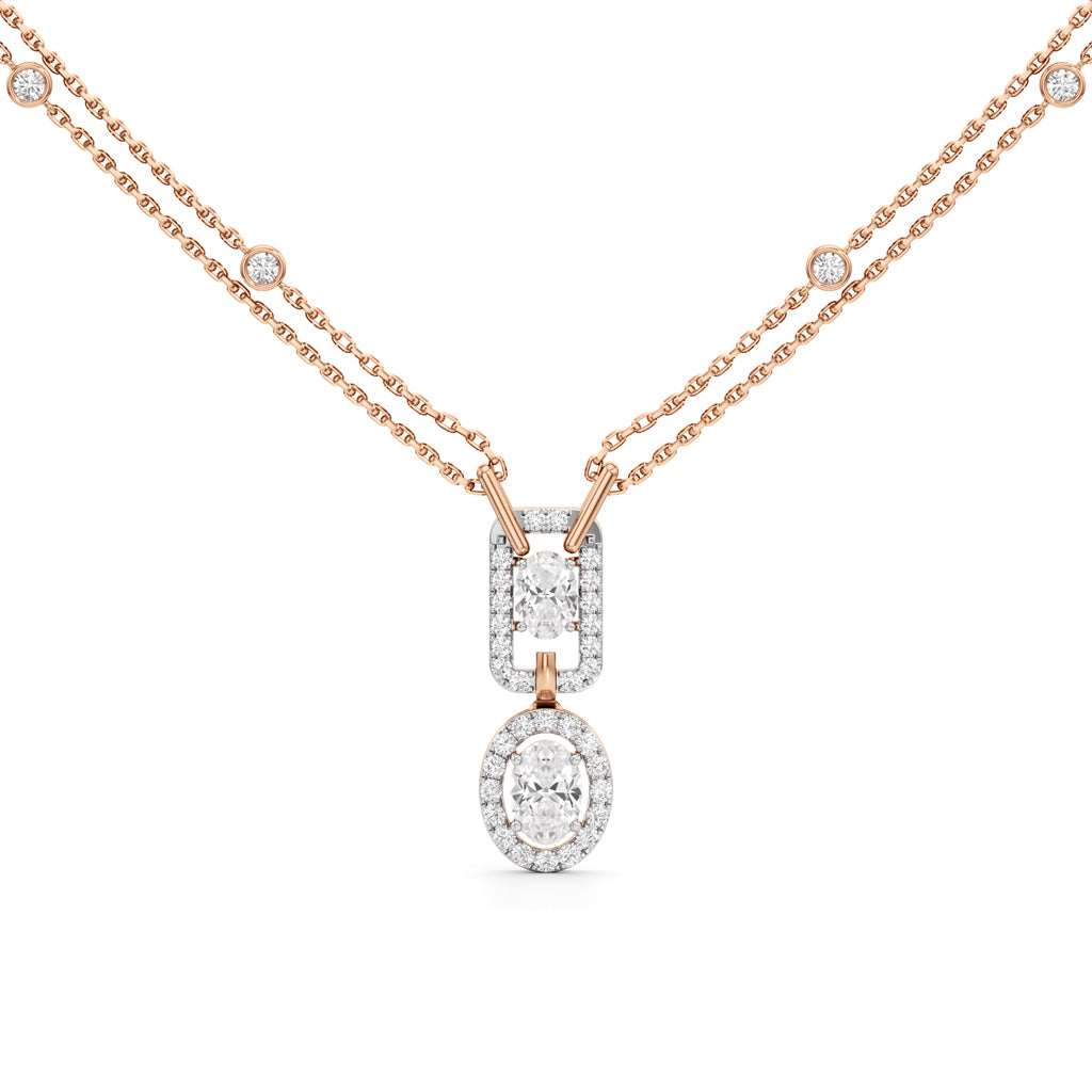 Aurelia Twin Oval Drop Diamond Necklace